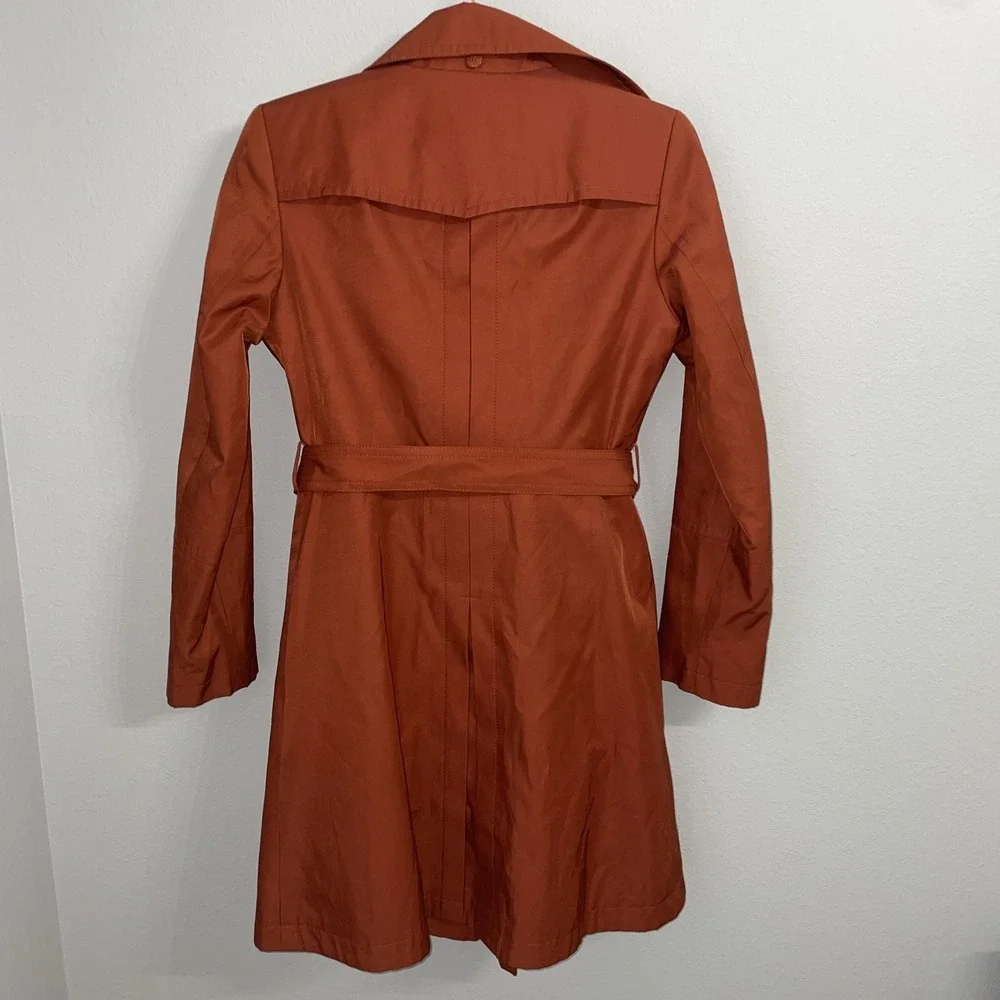 Gallery‎ Outerwear  Classic Orange trench coat lined belted pockets women's PP